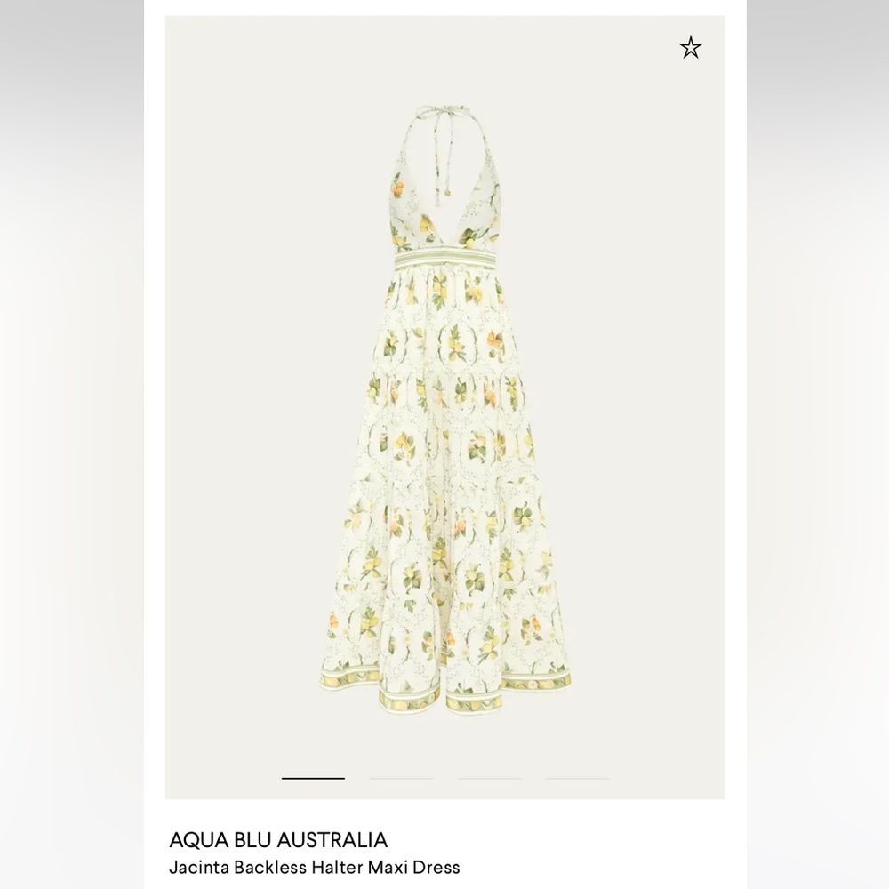 ISO Jacinta backless halter maxi dress in Valencia pattern by Aqua Blu Australia